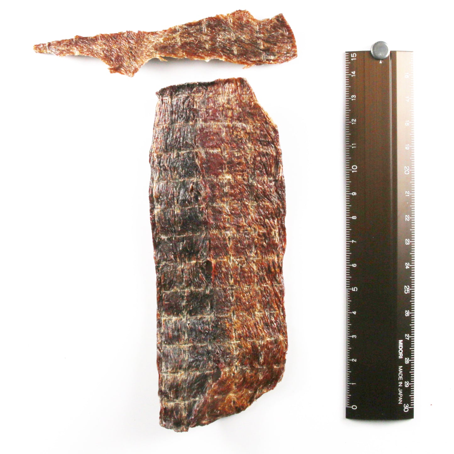 Thinly sliced horse meat jerky